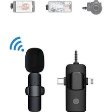 Aesco Daytona K9-C1 Wireless 3ın1 Kablosuz Type-C - Lightning 3,5mm Jak - Tekli Kablosuz Yaka Mikrofonu
