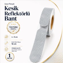 Aesco (1 Metre) 5 cm Tüvtürk Onaylı Reflektörlü Bant Beyaz Kesikli Reflektif Fosforlu Şerit Ikaz Bandı