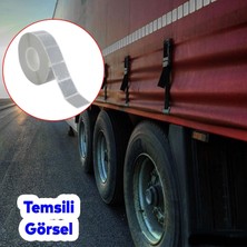 Aesco BADEM10 Tüvtürk Onaylı 1 Metre Beyaz Parçalı Reflektörlü Reflektif Fosforlu Şerit Bant Kesikli Ikaz Bandı