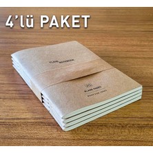 Aesco Etika A5 Kraft Kapak Tel Dikişli Defter Seti, 4'lü Paket, 48 Yaprak (96 Sayfa), Hafif Kağıt