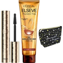 Die Grup L’oréal Paris L'oréal Paris Panorama Hacim Veren Maskara Siyah & Elseve Mucizevi Yağ Saç Güzelleştirici Krem 150 ml - Kuru ve Sert Saçlar & Hediye Çanta