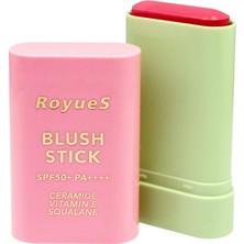 Die Grup Royues Stick Krem Allık Yumuşak ve Nemlendirici Formül Yüksek Pigmentasyon SPF50+, PEMBE,19GR
