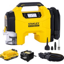 Aesco Stanley SXVI02001A 12VOLT/18VOLT 2AH Li-Ion Şarjlı 160 Psı Dijital Basınç Göstergeli Lastik & Yatak Şişirme Pompası + Araç Süpürgesi + LED Lamba