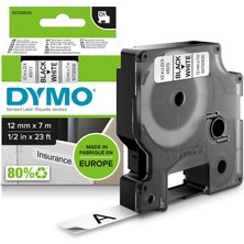Aesco Dymo D1 Yedek Şerit, 12 mm x 7 Mt, Beyaz/siyah (45013)