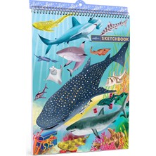 Die Grup Eeboo: Shark & Friends Eskiz Defteri - 60 Sayfalı Kitap, Spiral Ciltli, 8,5X11, Boş Sayfalar, Çiz-Tasarla-Oluştur