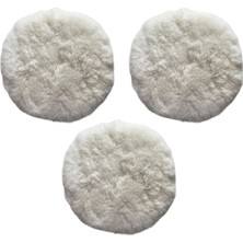 Aesco (3 Adet) Koyun Postu Pedi Ø 125 mm Pasta Cila Polisaj Süngeri Cırt Tabanlı Kuzu Postu Yünü Keçesi Parlatma