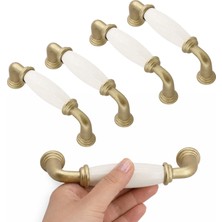 Die Grup (5 Adet) Aris Porselen Mat Altın Kulp 96 mm 9.6 cm Mobilya Çekmece Dolabı Dolap Kapak Kulb Kulpu