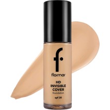 Die Grup Flormar Invisible Cover Hd Hafif Yapılı & Yarı Parlak Bitişli SPF30 Fondöten