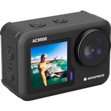 Aesco Agfa Photo AC9500 Spor Kamerası, Su Geçirmez, 4 K Videolar, 16 Mp, Çift Ekran, 170° Geniş Açı, Wifi, Siyah