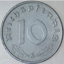 Banknoting Almanya 10 Pfennig 1940 A. Ikinci Dünya Savaşı Iıı. Reich Dönemi. Çinko.