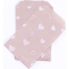 Aesco Bimotif Kalp Desenli 25 Adet Kraft Kese Kağıdı, 11X20 cm