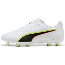 Aesco Puma Kıng 20 Play Fg/ag Unisex Yetişkin Krampon, White-Glowingred-Yellowalert, 44.5