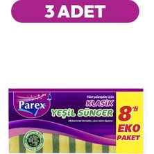 Aesco Parex Klasik Yeşil 8'li Düz Sünger Üçlü Paket