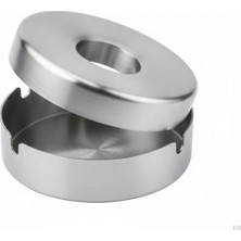 Aesco Paslanmaz Çelik Metal Küllük – 12 cm Yuvarlak, Kapaklı ve Dayanıklı Tasarım