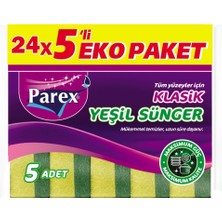 Aesco Klasik Yeşil Sünger Düz 5'li 24 Paket 1 Koli