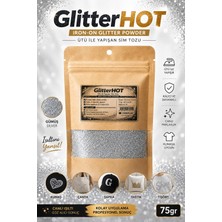 Aesco Ütü ile Yapışan Toz Sim, 75 Gr, Elbise Tişört Kumaş Simi (Gümüş, Ince Taneli (0,4mm))