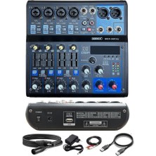 Aesco Midex MDX-06FXU Ses Mikseri Stüdyo Kayıt Için 6 Kanal Ses Kartlı 99 Dsp Efektli (+48V-USB-BLUETOOTH)