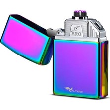 Aesco Valkyrie USB Şarjlı Elektronik Çakmak | 4 Elektrotlu x Tip Mor Arc | Rüzgar Geçirmez, Alevsiz Renkli