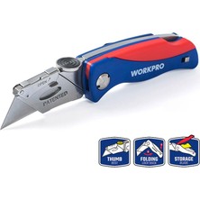 Aesco Workpro WP211006 Ağır Hizmet Paslanmaz Çelik Gövde Katlanır Rötuş Maket Bıçağı + 6 Adet Yedek Bıçak