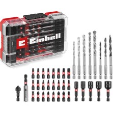 Aesco Orijinal Einhell M-Case 39-Parça Darbeye Dayanıklı Set (25 mm Uçlar, Metal Matkap, Ahşap, Taş, 60 mm Tutucu, Lokma Anahtar, Havşa Ucu, Saklama Kutusu Dahil) - 49108759
