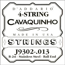 Aesco D'addario Cavaquinho Için J9302 Tek Tel, Parlak Çelik, .013