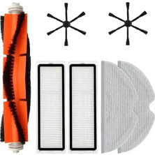 Die Grup Ozemtek Siyah Dreame Vacuum Mop D9/d9 Max 6 Kollu Siyah Yan Fırçalı Hepa Filtre,fırça,mop Paspas Yedek Set-7 Parça Dreame Vacuum Mop D9/d9 Max ile Uyumlu