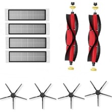 Die Grup Ibrush 10 Parça Roborock S5 Max S50 S6 S6 Maxv S6 Pure ile Uyumlu Yan Fırçalı Mega Set, Siyah