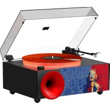 Die Grup Fennessy I5S Bluetooth Hoparlörlü 45W Hi-Fi Işıklı Retro Pikap Plakçalar Turntable, Marilyn Monroe