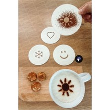 Aesco Postermanya Barista Kahve Süsleme Şablonu, 4'lü Latte Art Seti, Kahve Üstü Sanatsal Desen ve Şekil Yapma Şablonu
