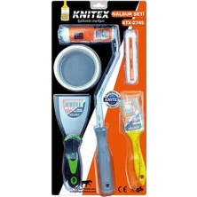 Aesco 5 Parça Boyacı ve Nalbur Seti, Spatula, Kesme Fırçası, Yedek Rulo, Bant, 10CM Fırça Dahil