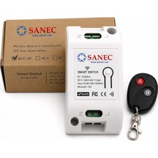 Die Grup Sanec Akıllı Wifi + Rf 433MHZ Tek Kanallı 10A Röle Modülü - Ac 100-240V Şebeke Beslemeli Rf Kumandalı Set (Tuya, Alexa, Google Asistan Destekli)