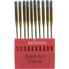Die Grup Beıssel Beissel DVX63 Sanayi Tipi Reçme Makinesi Iğnesi 11/75 Numara Altın Ses Uçlu 10 Adet (1 Paket)