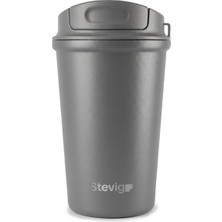 Die Grup Stevig 4 Work Flip Open Coffee Mug Çelik Termos 400 Mililitre Grey ST-251