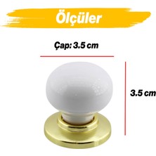 Die Grup 10 Adet Tere Porselen Gold & Altın Beyaz Düğme Mobilya Mutfak Çekmece Dolap Dolabı Kulpu Kulbu Kulp