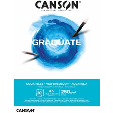 Aesco Canson Mezun Suluboya 250 Gsm A5 Kağıt, Soğuk Preslenmiş, Tampon Yapıştırılmış Kısa Taraf, 20 Doğal Beyaz Çarşaf, Öğrenci Sanatçılar Için Ideal