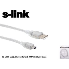 Die Grup S-Link SL-UK55 Usb2.0 5m Şeffaf USB Am/mini 5pin Kablo