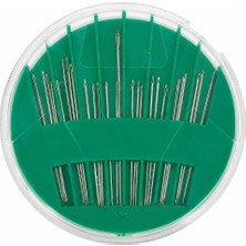 Aesco Dikiş Seti, Çelik, Yuvarlak Plastik Kutu Ile, 25 Adet, Karışık Renk Gönderilir