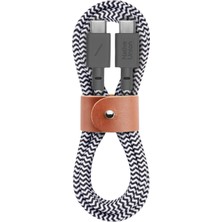 Die Grup Native Union Type-C Kemer Kablosu - Usb-C 1,2 M Ultra Güçlü Şarj Kablosu iPhone 16, 16 Plus, 16 Pro, iPad Pro, iPad Air, Samsung S23, Flip 5, Fold 5 (Zebra) ile Uyumlu