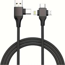 Die Grup Moddestore USB Type-C 5'i 1 Arada Çoklu Hızlı Şarj Kablosu Lightning Micro USB 1m Siyah