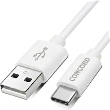 Die Grup Pdateknoloji Concord 2.1A Type-C Şarj ve Data Kablosu Beyaz 1m