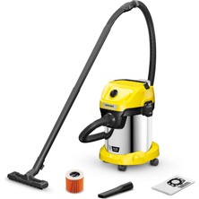 Die Grup Kärcher Wd 3-18 Akülü Islak/kuru Elektrikli Süpürge, Filtre, Derz ve Islak/kuru Başlığı Dahil, 225 Watt, Plastik Hazne: 17 L, Hortumu: 2 M, Pilsiz, Şarj Cihazı Yok, Sarı