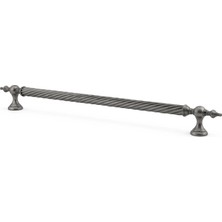 Aesco Burgulu Antik Gümüş 60 cm Çelik Kapı Tutma Kolu Sürgülü Dış Çekme Kulpu Kulbu Tutamağı Kol 1 Adet