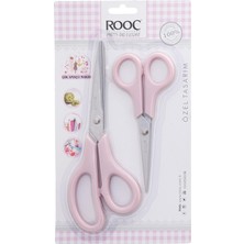 Aesco Rooc Premium Serisi Ergonomik Saplı Çelik Gıdaya Temasa Uygun 2'li Mutfak Makası, Pembe