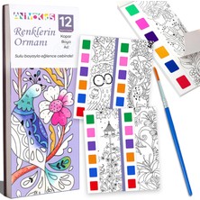 Aesco Animokids Renk Paletli Sulu Boya Kitabı + Fırça, 12 Sayfa Boyama Kitabı, Aktivite Boyama Seti, Çocuklar Için Yeni Nesil Sulu Boya Defteri (Renklerin Ormanı)