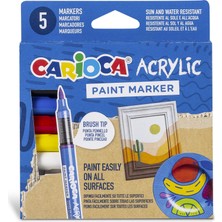 Aesco Carioca Akrilik Paint Marker Su Bazli Fırça Uçlu 5'li