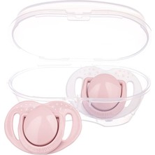 Die Grup Mamajoo Sterilizasyon & Saklama Kutulu Powder Pink Desenli Ikili Ortodontik Emzik / 12 Ay+