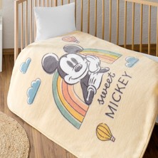 Die Grup Taç Disney Mickey Mouse Toolkit Çizgi Film Karakteri Pamuk-Polyester Karışım Battaniye, Bej, Siyah, Bebek