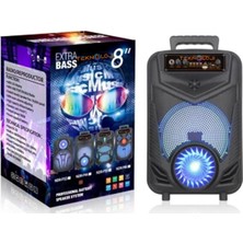 Die Grup Kablosuz Hoparlör 8 Inç Büyük Boy Bluetooth Speaker Karaoke Mikrofon Işıklı Parti Fmradyo Aux Sd USB