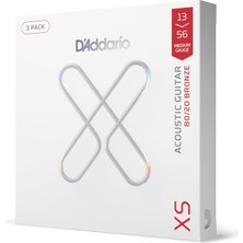 Aesco D'addario Gitar Telleri - Xs 80/20 Bronz Kaplamalı Akustik Gitar Telleri - XSABR1356-3P - Pürüzsüz His ve Olağanüstü Tonda Maksimum Kullanım Ömrü - 6 Telli Gitar Için - 13-56 Orta, 3'lü Paket