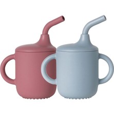 Die Grup x Spring Silikon Emzik Bardakları, 2'li Paket, 6 Ay ve Üzeri Bebekler Için, Saplı, Pipetli, Sızdırmaz, 5oz